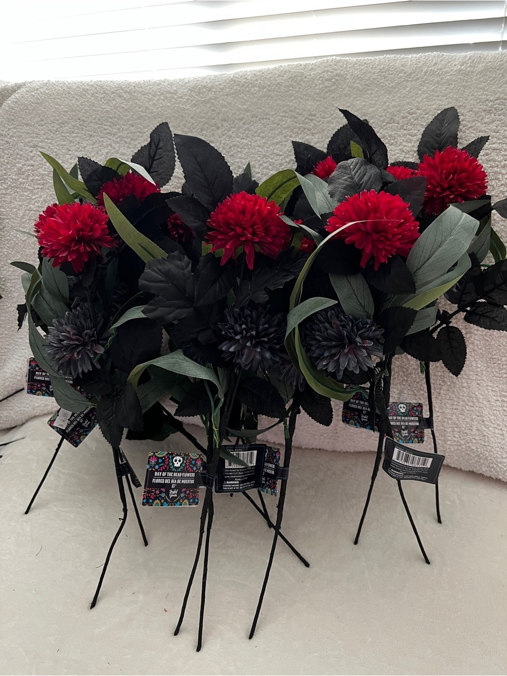 Lot of 12 Stem Day Of The Dead Artificial Flowers Fall Decor Size 15" Flexible